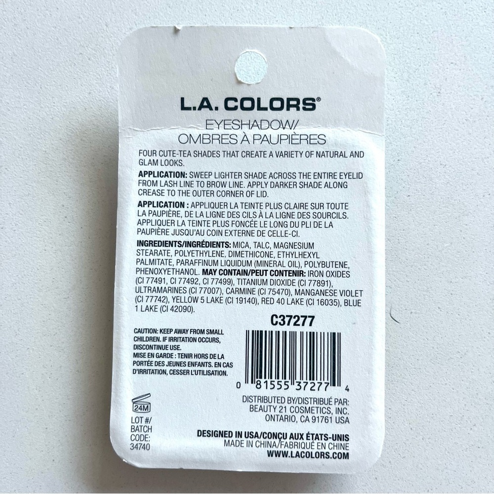 💜 L.A. Colors Bubble Tea, Shimmer Eyeshadow Palette, Strawberry - Picture 2 of 2